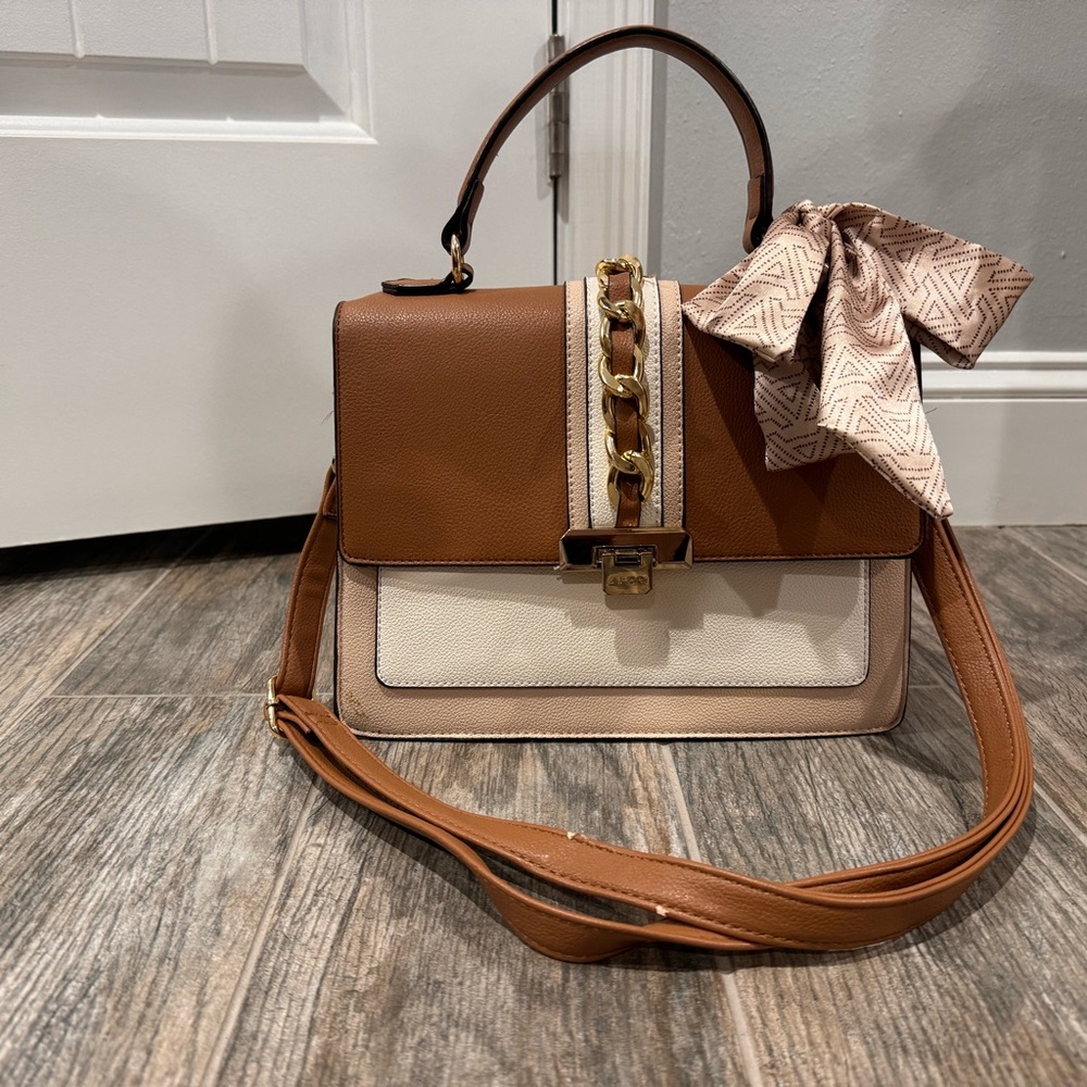 Aldo bag with scarf attached and removable straps